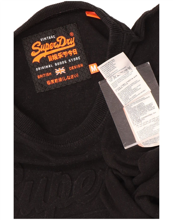 SUPERDRY Мужская футболка с рисунком Топ среднего размера, черный хлопок