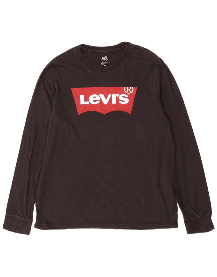 Мужской топ стандартного кроя с рисунком Levi's, длинный рукав, большой черный хлопок, хлопок