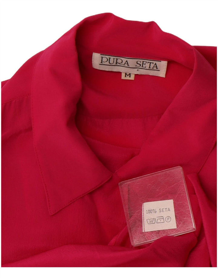 Женская блузка-рубашка VINTAGE UK 14, средний розовый шелковый цвет