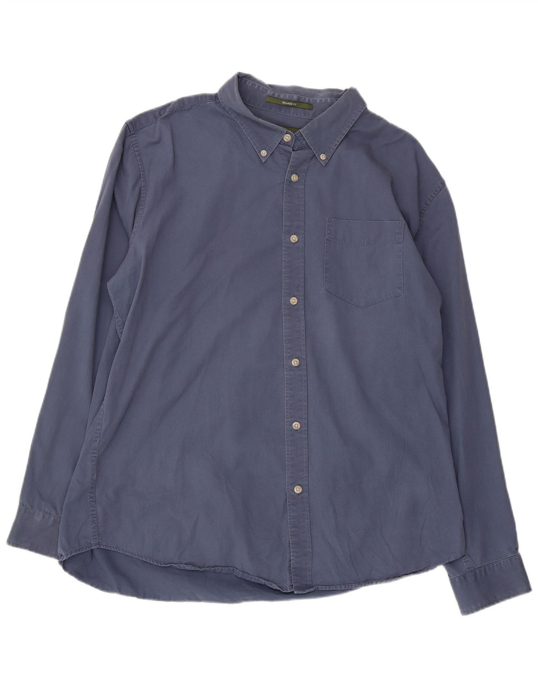 Мужская рубашка свободного кроя Eddie Bauer, большая синяя хлопковая ткань