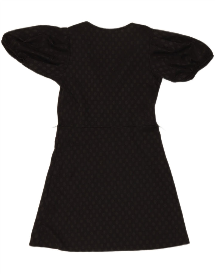 ZARA Womens A-Line Dress UK 10 Small Black Spotted Polyester
