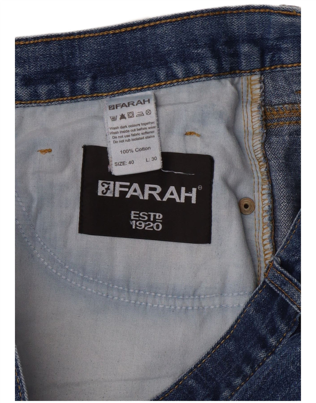 Мужские прямые джинсы FARAH W40 L30, синий хлопок