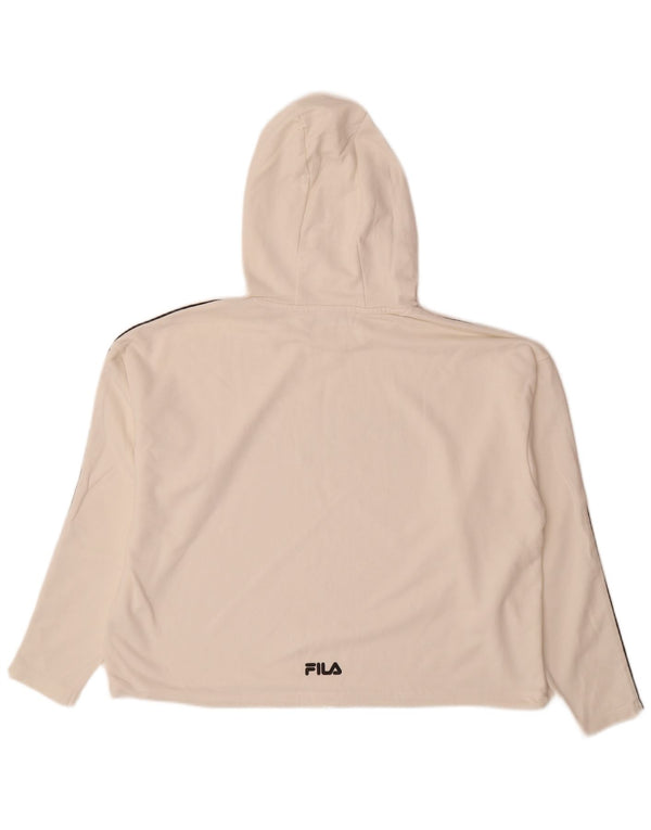 Женский джемпер с капюшоном Fila Oversized с рисунком UK 14, средний белый цвет с цветными блоками