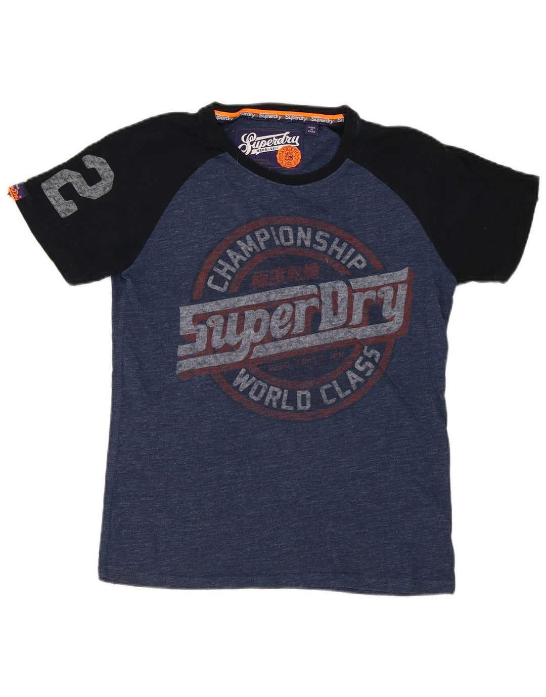 Мужская футболка с графическим рисунком Superdry, хлопковая футболка среднего синего цвета с цветными блоками