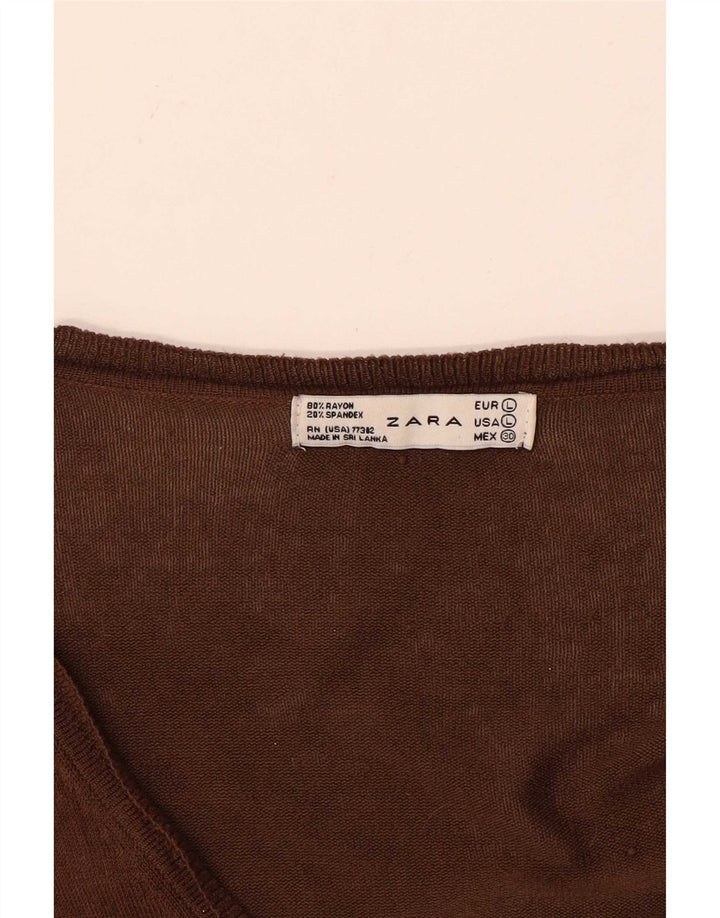 Женский кардиган Zara UK 16, большой коричневый вискоза