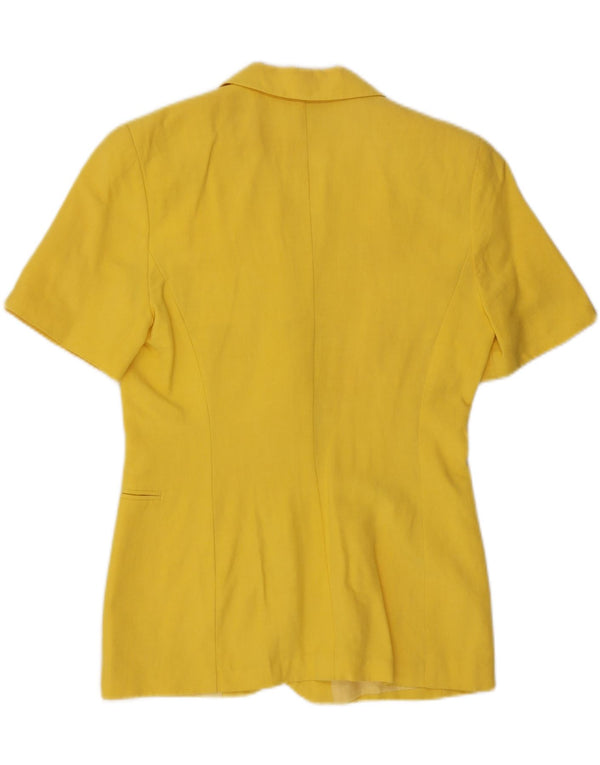 ВИНТАЖНЫЙ женский пиджак с коротким рукавом и 2 пуговицами, Великобритания 12, средний желтый цвет