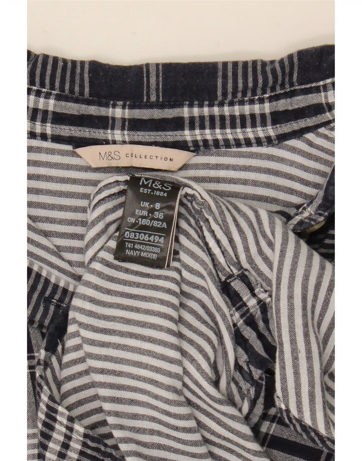 Женская рубашка оверсайз Marks & Spencer UK 8, маленькая, темно-синяя, хлопковая клетка