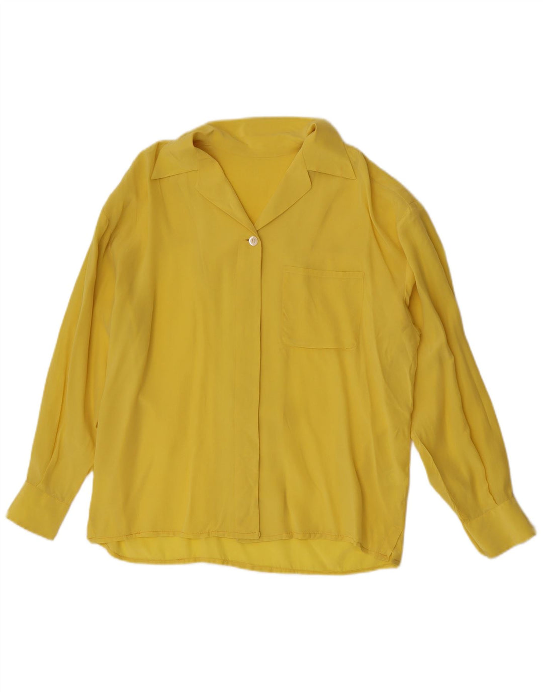 Винтажная женская блузка-рубашка UK 16, большая желтая шелковая блузка