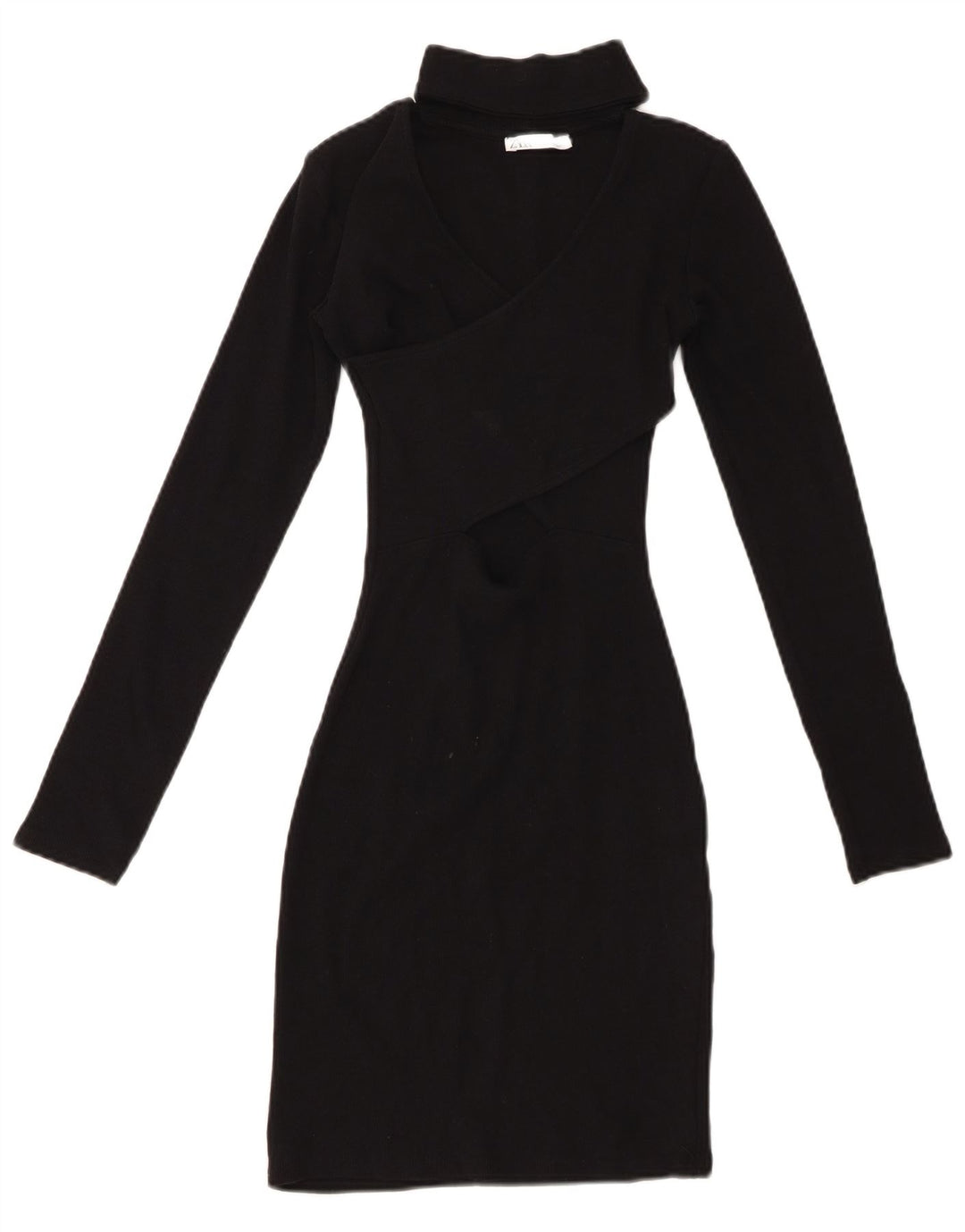 Женское облегающее платье ZARA с длинными рукавами, Великобритания, 8, маленькое черное, хлопок