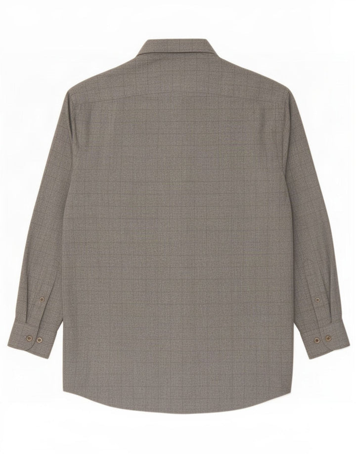 Мужская высокая рубашка Massimo Dutti, размер 42, большая серая клетка, вискоза