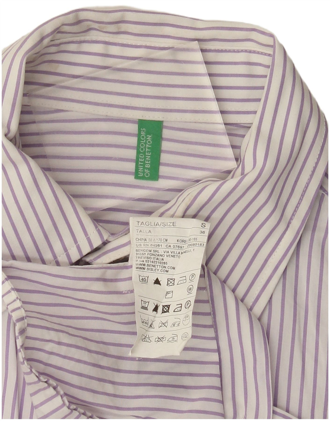 Мужская рубашка Benetton, маленькая фиолетовая полоска, хлопок