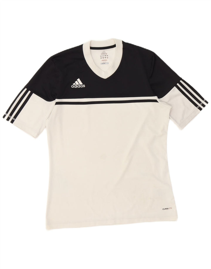 Мужская футболка Adidas Climalite, верх среднего размера, белый полиэстер с цветными блоками