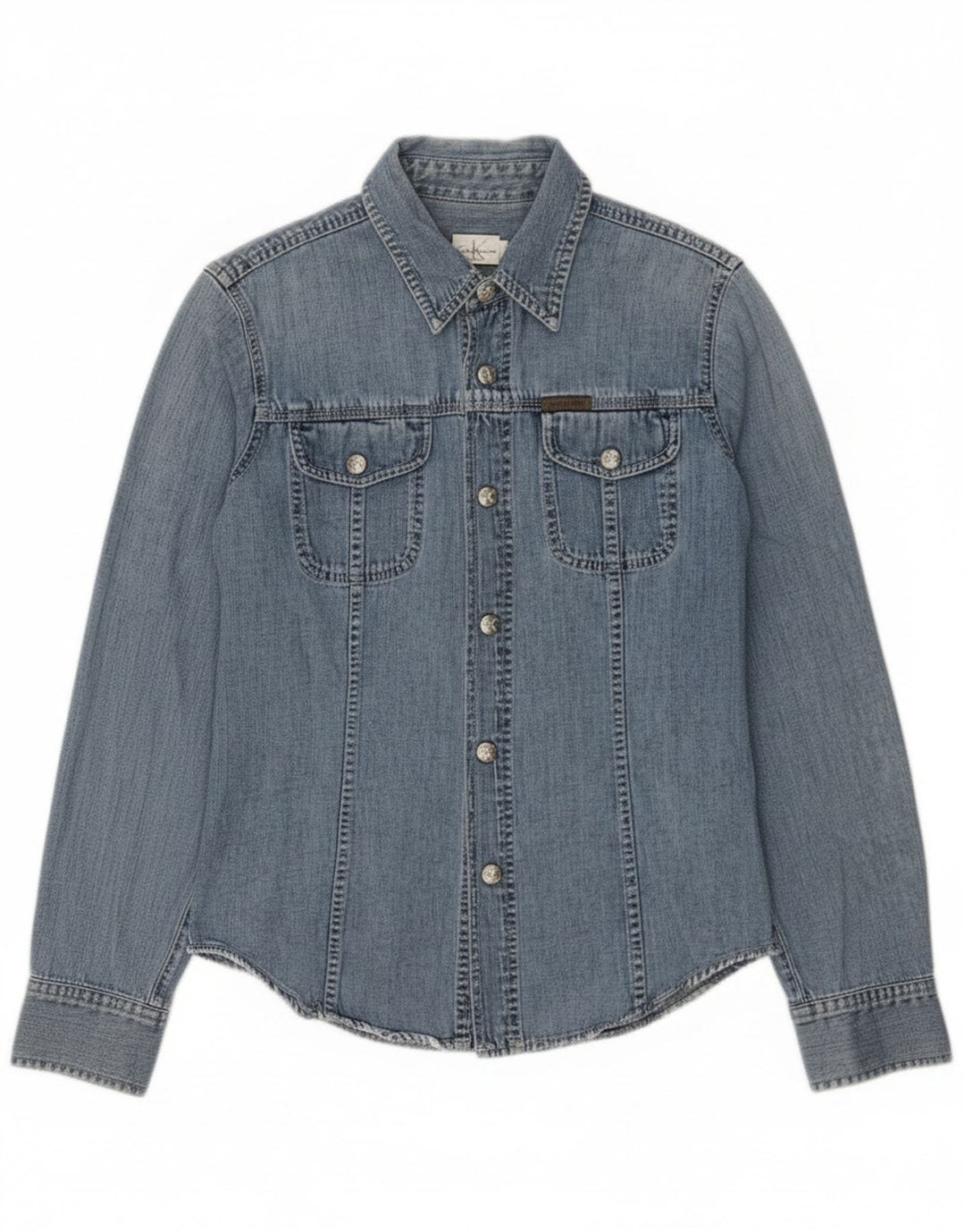 Женская джинсовая рубашка Calvin Klein Jeans, хлопок среднего синего цвета