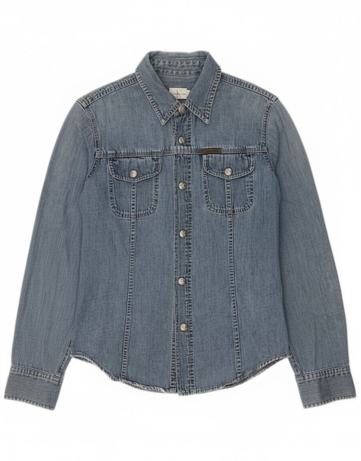 Женская джинсовая рубашка Calvin Klein Jeans, хлопок среднего синего цвета