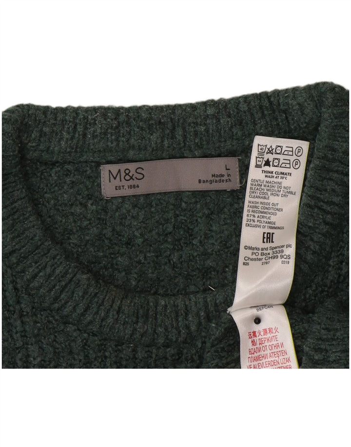Мужской джемпер с круглым вырезом Marks & Spencer, большой зеленый акрил