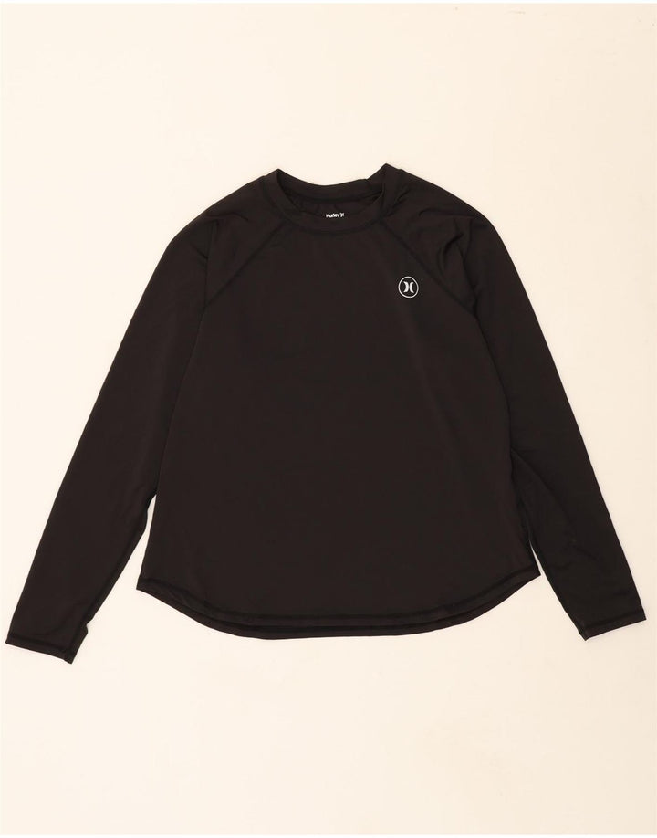 HURLEY Womens Top Long Sleeve UK 14 Large Black Polyester Vintage Hurley and Second-Hand Hurley from Messina Hembry 