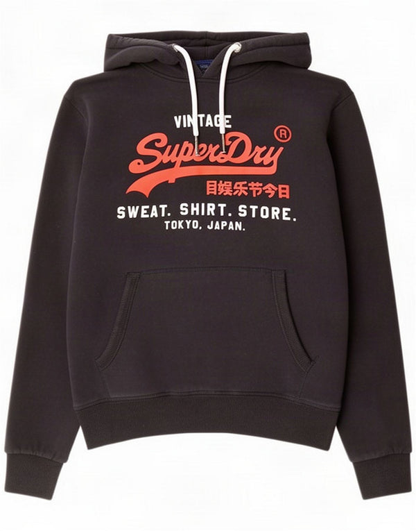 Superdry Мужской джемпер с капюшоном с рисунком 2XL, черный хлопок
