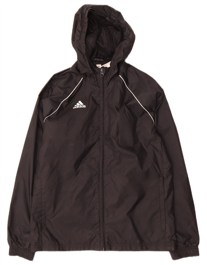 Adidas Дождевик с капюшоном для мальчиков 11-12 лет, черный нейлон