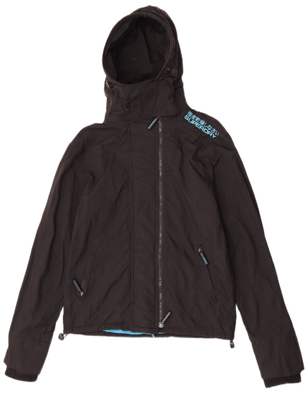 Женская ветровка с капюшоном Superdry UK 14, средний черный нейлон