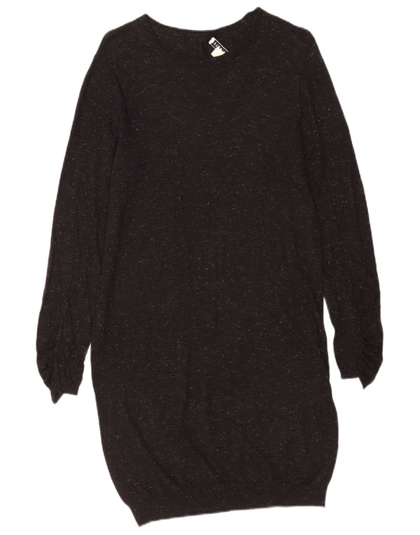 Женское платье-джемпер с длинными рукавами Whistles UK 10, маленькое черное вискоза с крапинками