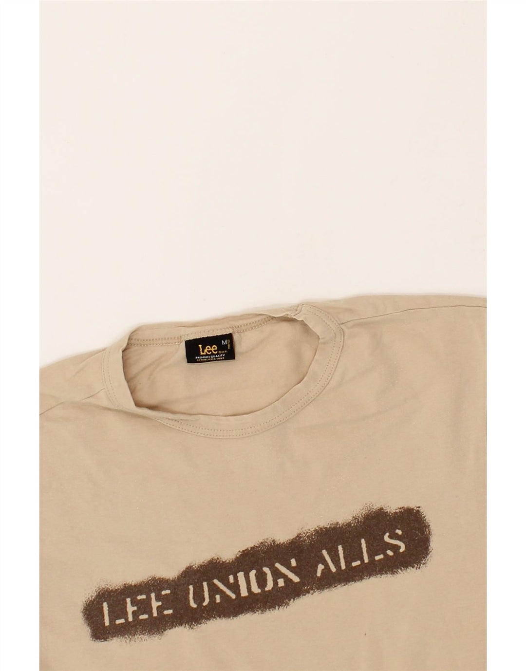 LEE Womens Graphic T-Shirt Top UK 12 Medium Beige Cotton Vintage Lee and Second-Hand Lee from Messina Hembry 
