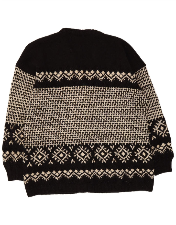 Винтажный мужской кардиган-свитер XL, черный Fair Isle