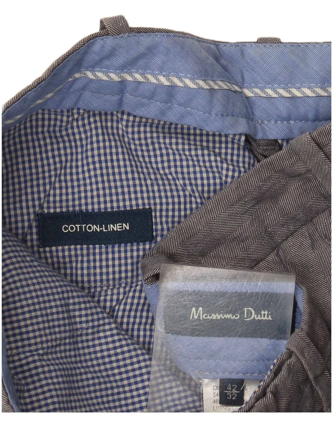 Мужские узкие костюмные брюки Massimo Dutti EU 42, большие W32 L32, серые с узором «елочка»