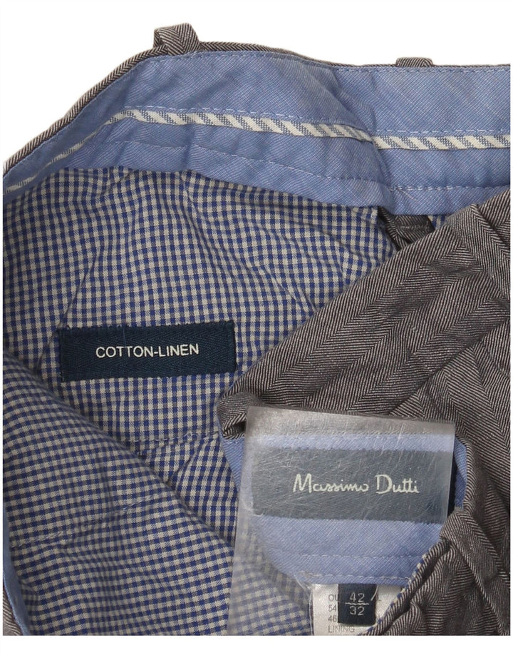 Мужские узкие костюмные брюки Massimo Dutti EU 42, большие W32 L32, серые с узором «елочка»