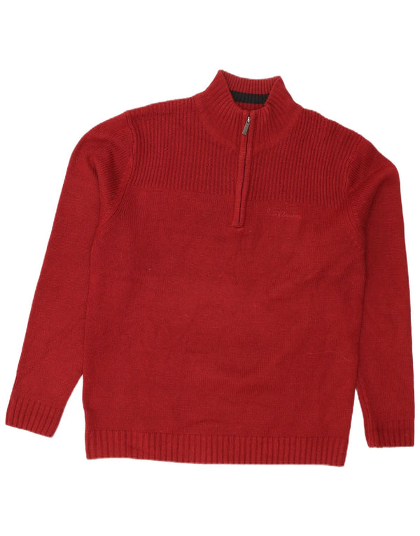 Мужской свитер с воротником на молнии Pierre Cardin XL, красный акрил