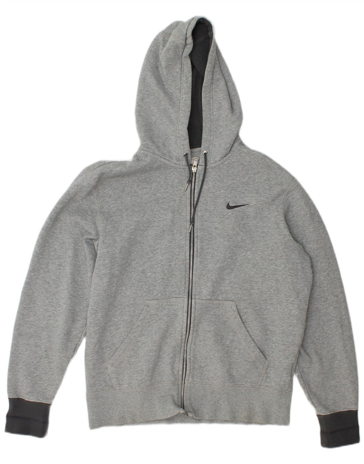 Мужской свитер с капюшоном на молнии Nike среднего серого цвета, хлопок с крапинками