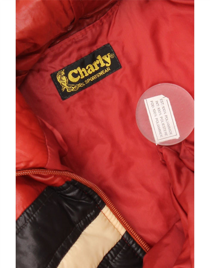 Женская утепленная куртка Charly с капюшоном IT 48 XL Красная с цветными блоками Полиамид