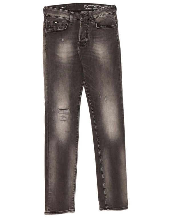 Gas Mens Anders Distressed Slim Jeans W30 L32 Grey Cotton
