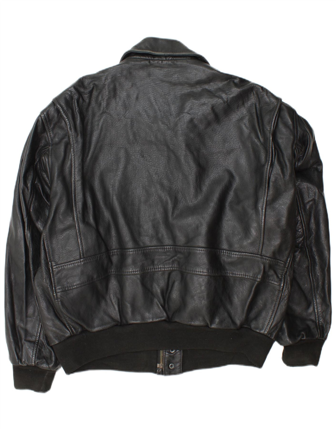 Винтажная мужская кожаная куртка в стиле милитари UK 42 XL, черная кожа