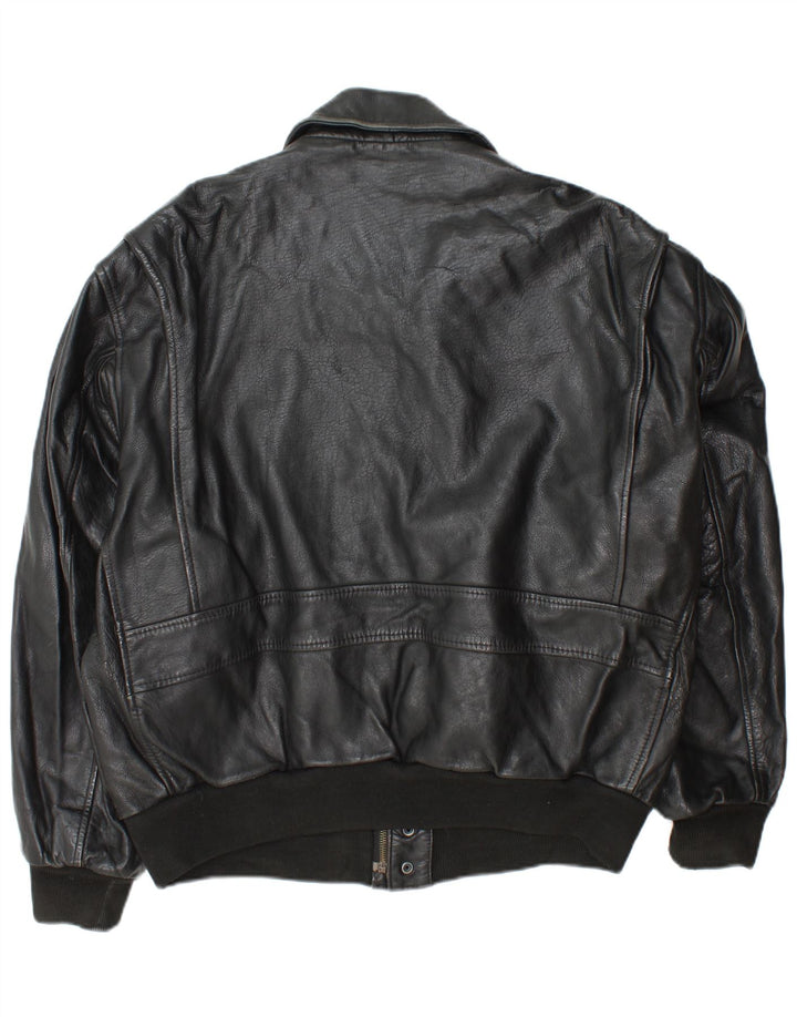 Винтажная мужская кожаная куртка в стиле милитари UK 42 XL, черная кожа