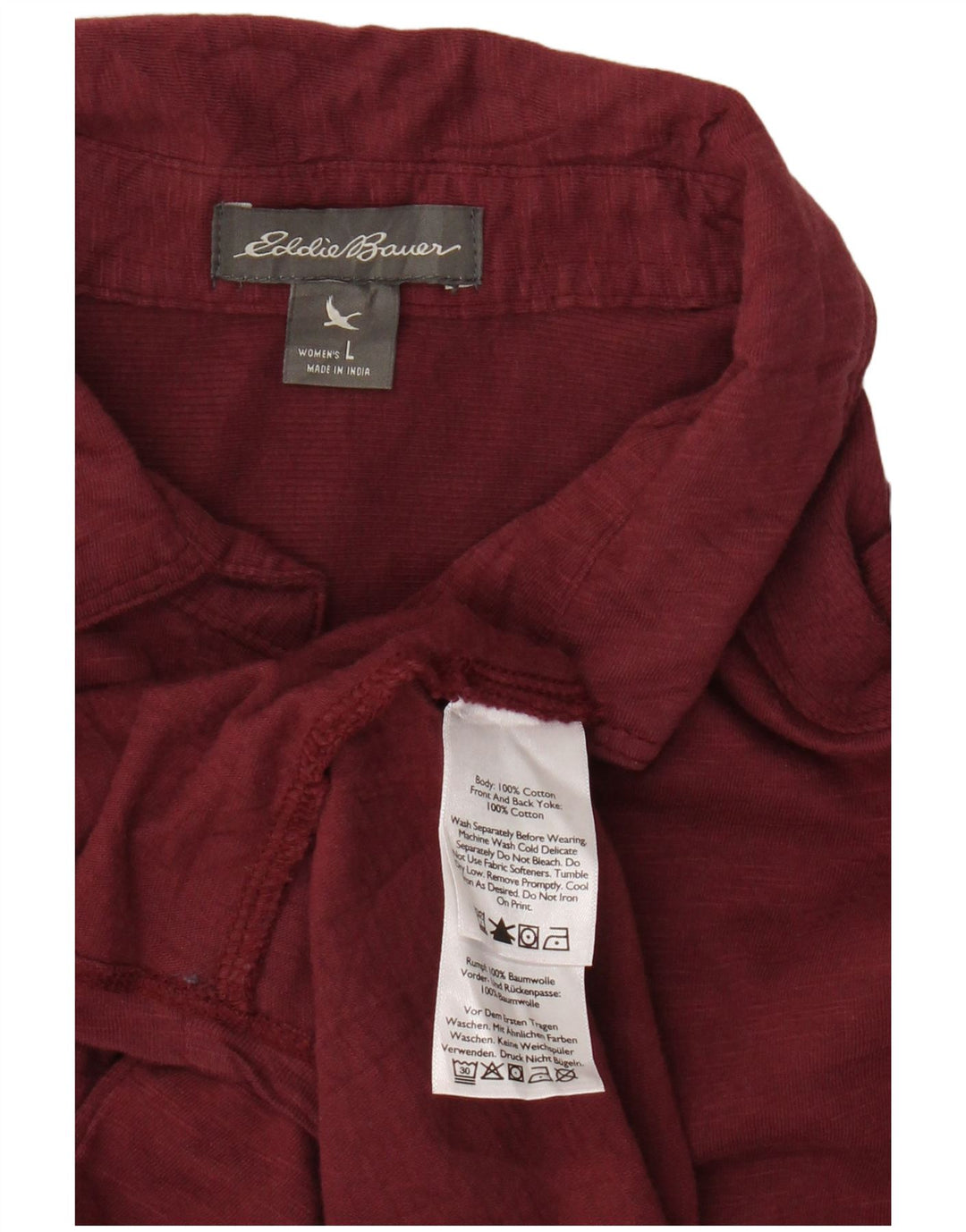 Женская рубашка EDDIE BAUER UK 16, большой бордовый хлопок