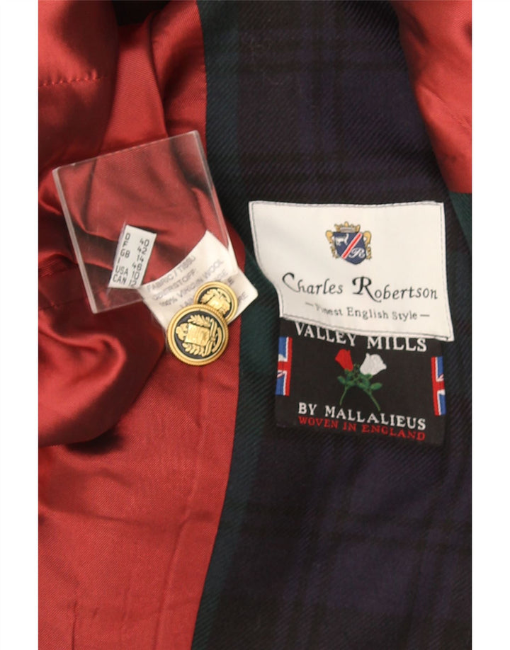 Женский пиджак Charles Robertson на 3 пуговицах, Великобритания, 14, большой темно-синий в клетку