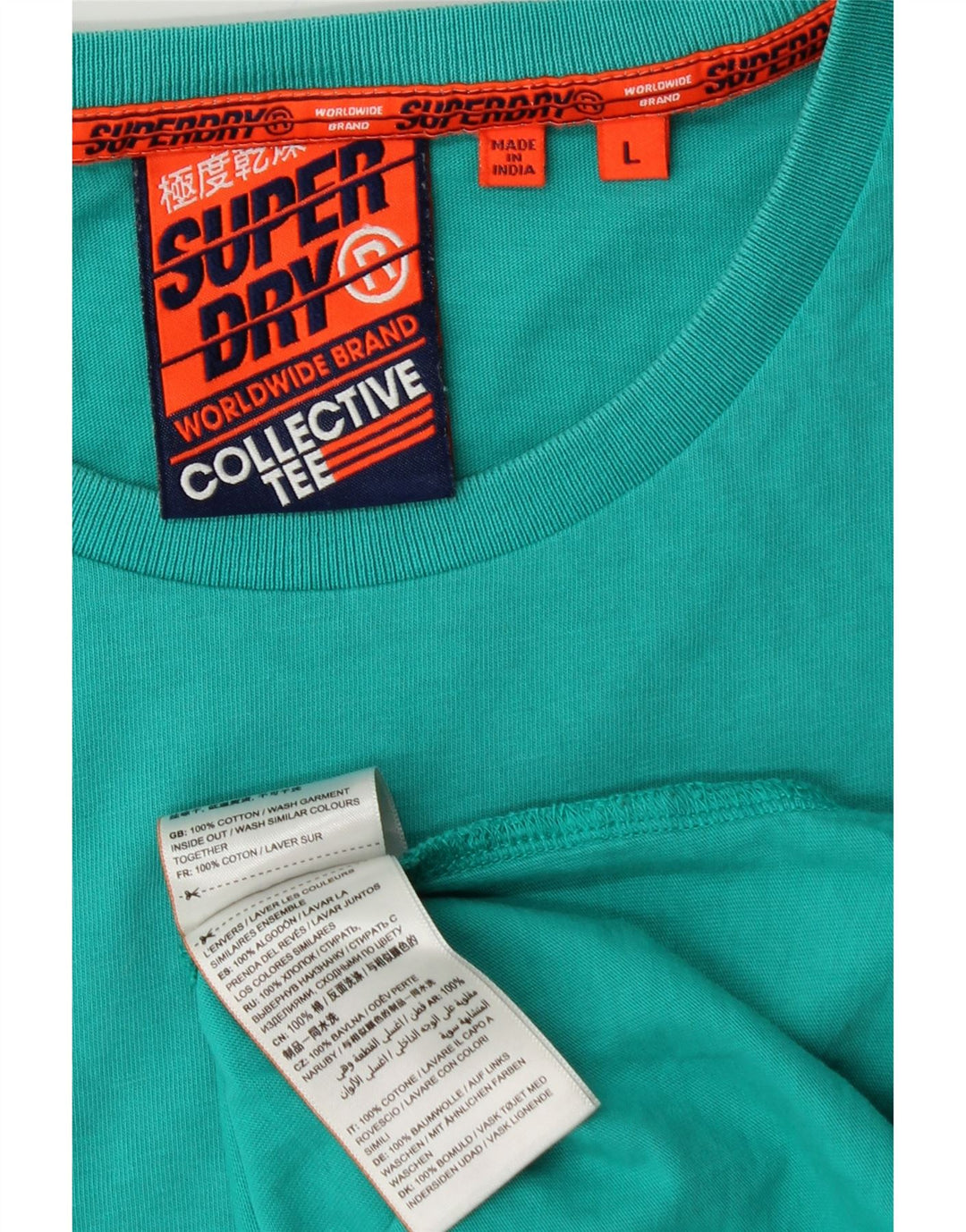 SUPERDRY Мужская футболка из хлопка большого размера бирюзового цвета