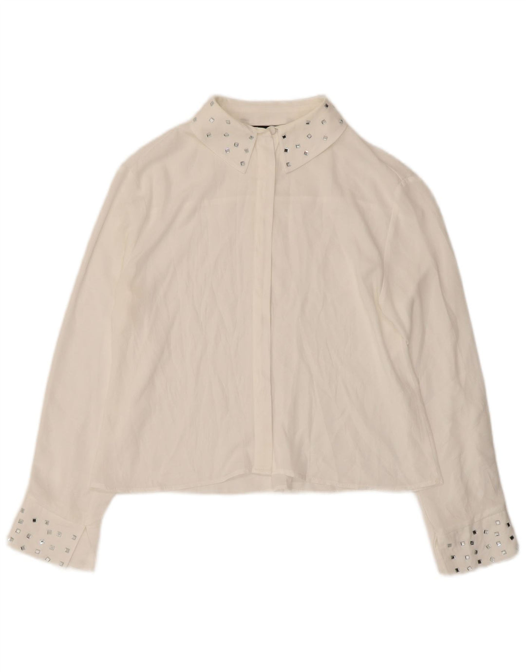 Женская рубашка свободного кроя Zara UK 10, маленький белый современный цвет