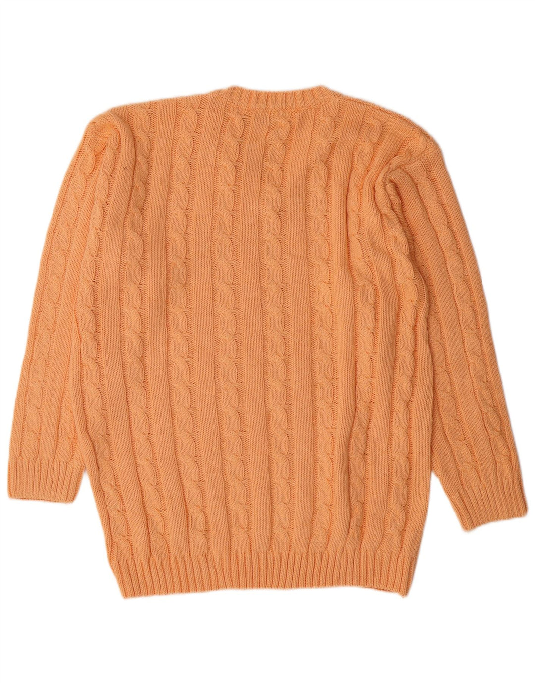 VINTAGE Mens V-Neck Jumper Sweater Medium Orange Acrylic
