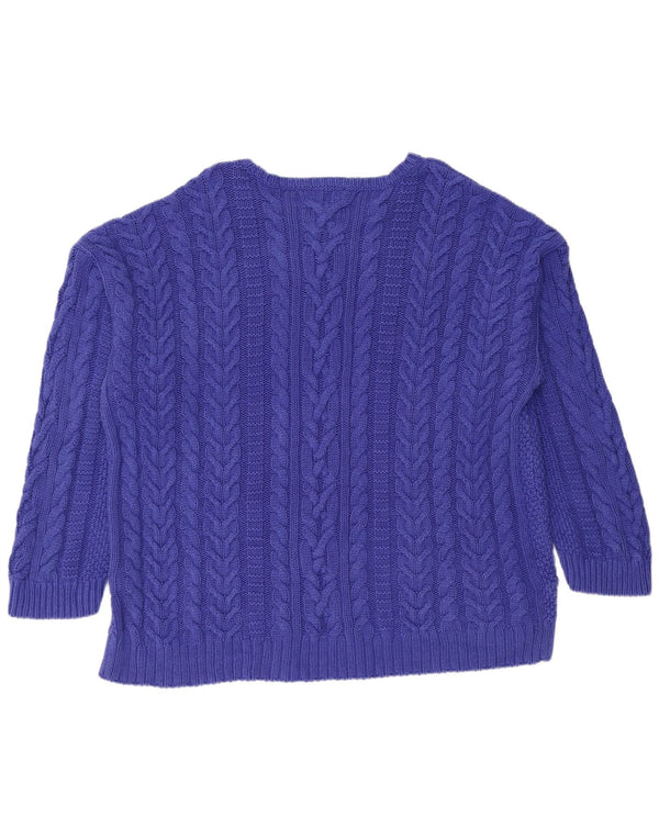 Женский джемпер с вырезом «лодочка» RALPH LAUREN, Великобритания 22, размер 3XL, синий хлопок