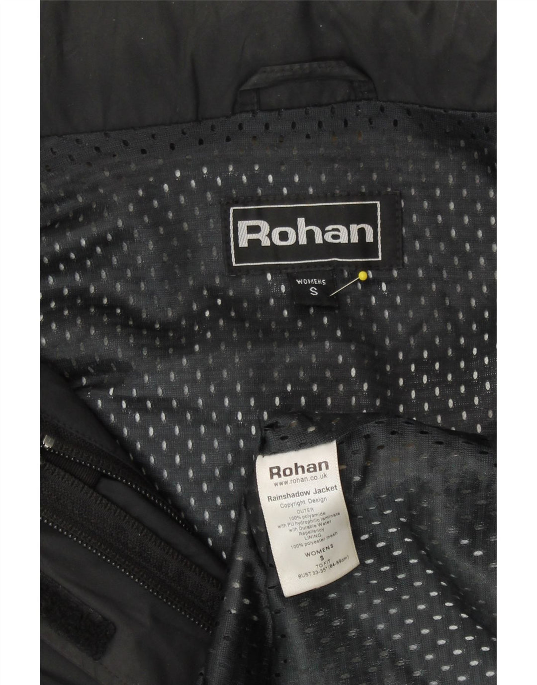 Женская дождевик свободного кроя с капюшоном Rohan UK 10, маленький черный полиамид