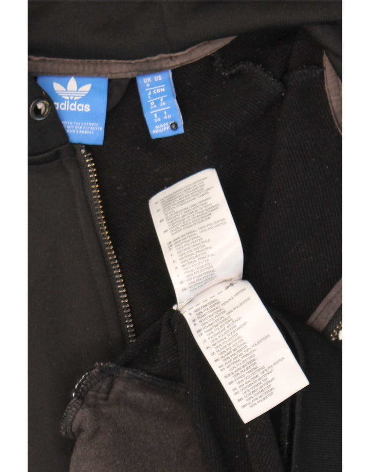 Женский свитер с капюшоном на молнии Adidas UK 8, маленький черный полиэстер