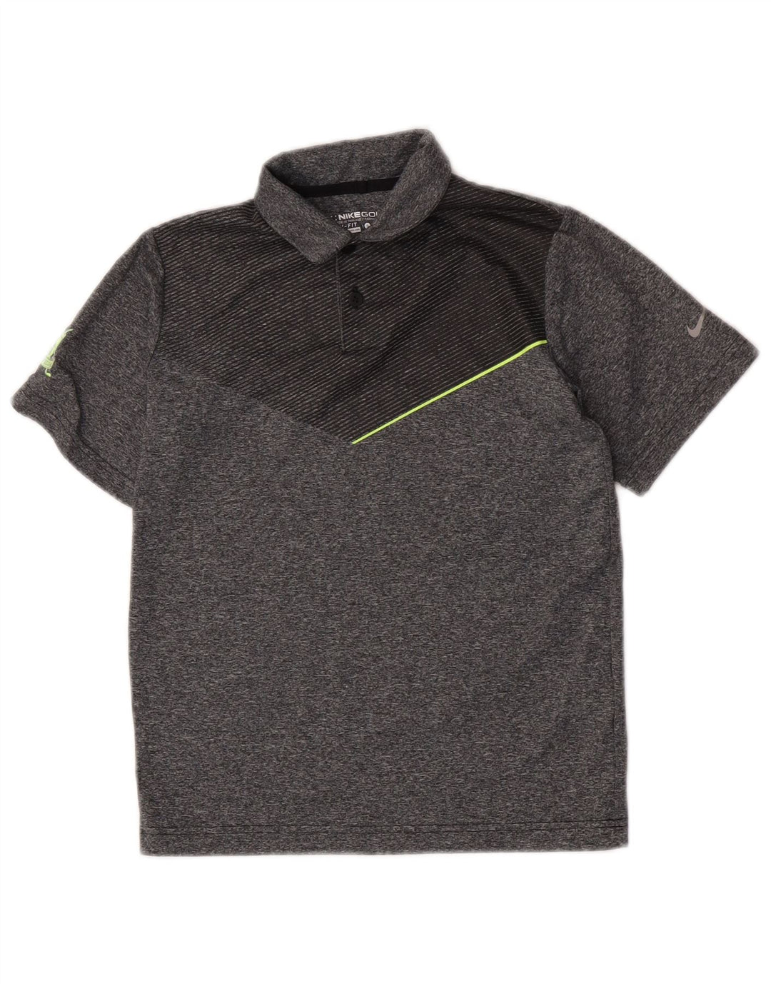 Рубашка-поло Nike Dri Fit для мальчиков, 8–9 лет, маленькая серая, полиэстер с цветными блоками