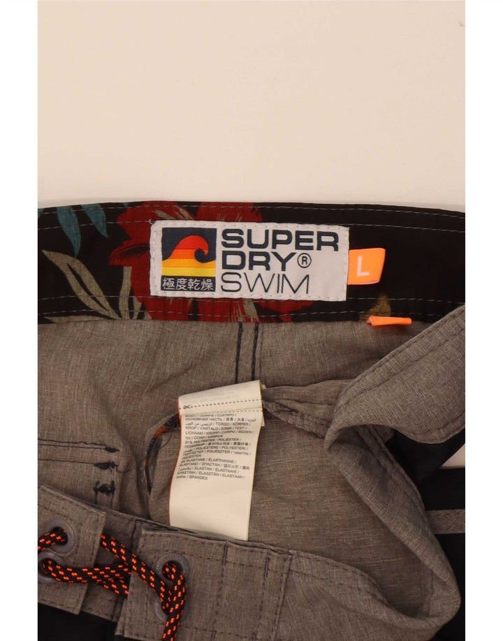 Мужские шорты для плавания Superdry, большие темно-синие полосатые полиэстеровые шорты