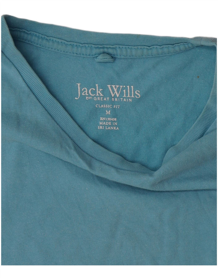 Мужская футболка классического кроя Jack Wills, хлопковый топ среднего синего цвета