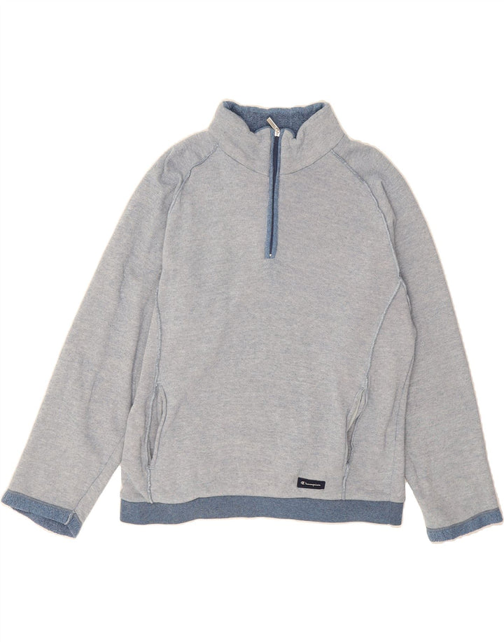 CHAMPION Mens Zip Neck Sweatshirt Jumper Small Grey Vintage Champion and Second-Hand Champion from Messina Hembry 