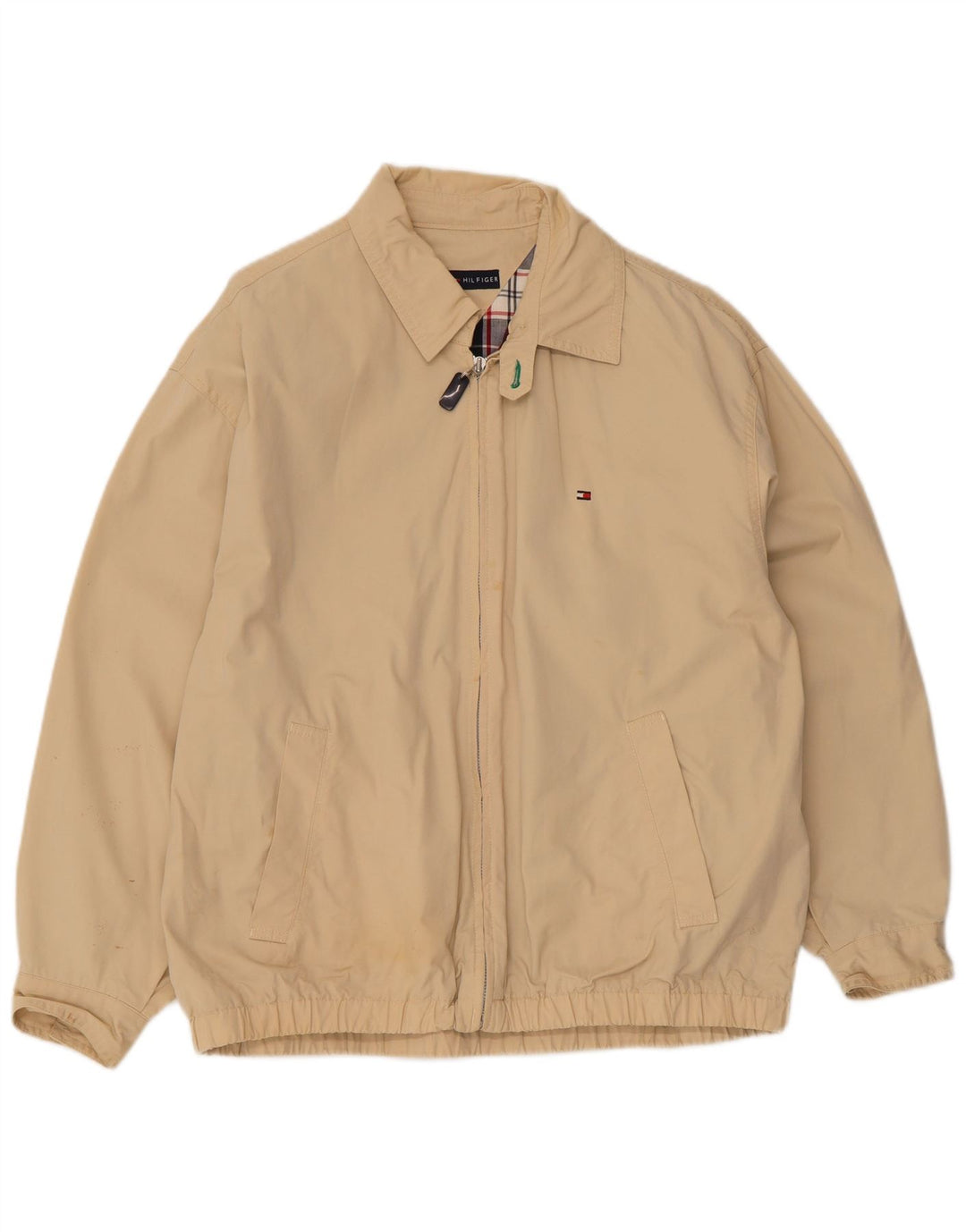 Мужская куртка-бомбер Tommy Hilfiger UK 36, маленькая, бежевый, хлопок
