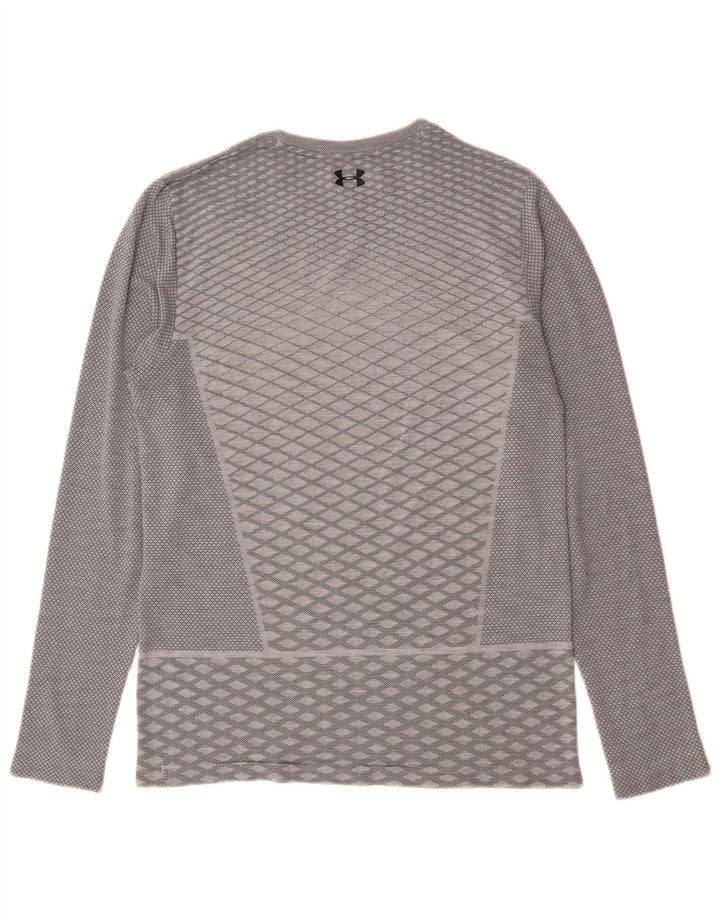 Мужской топ Under Armour Heat Gear с длинным рукавом, средний серый с геометрическим узором