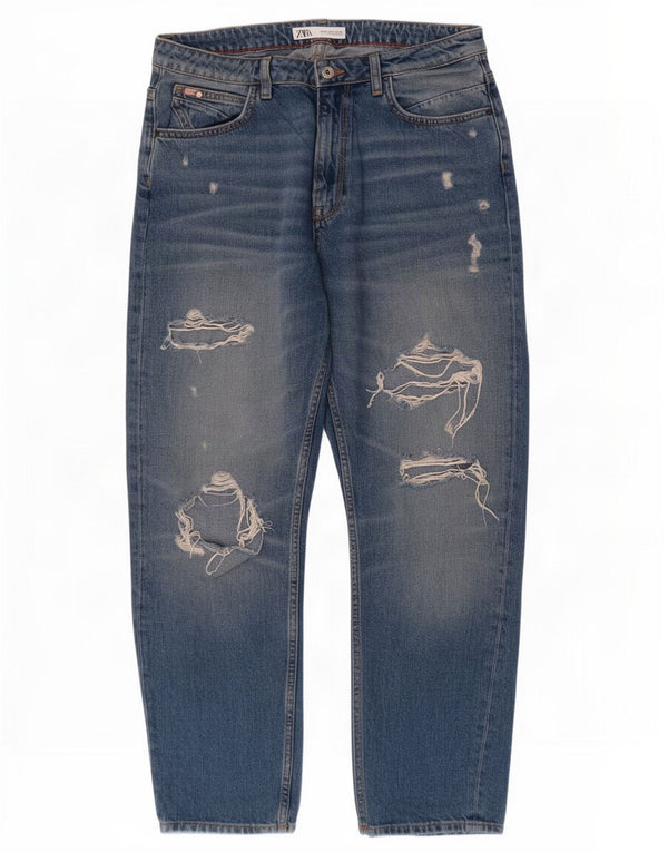 Женские укороченные зауженные джинсы Zara EU 38, маленькие W28 L26, синий хлопок