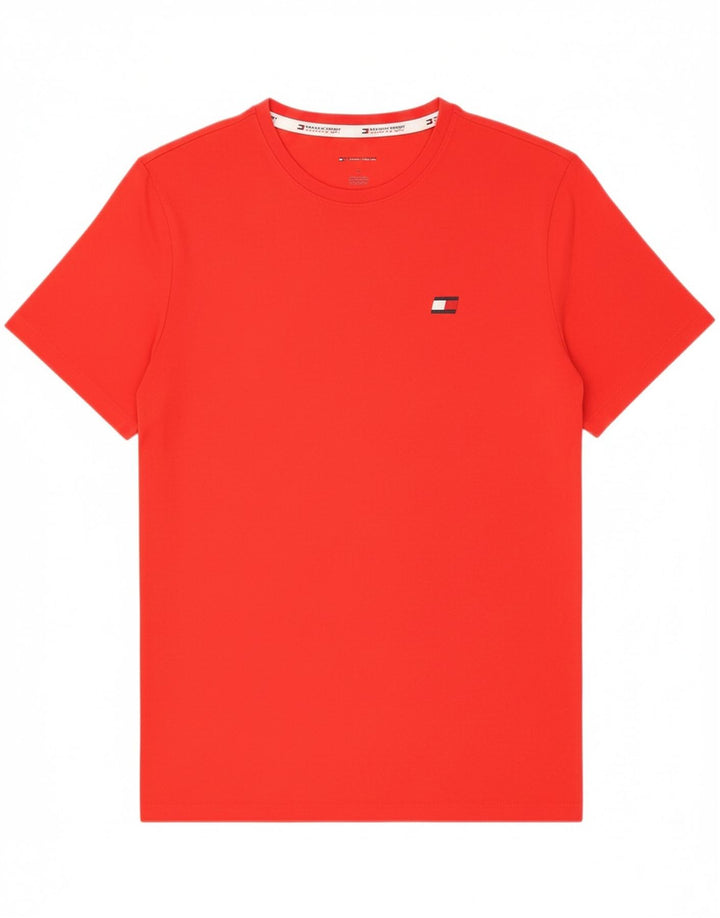 TOMMY HILFIGER Mens Graphic T-Shirt Top Medium Red Cotton Vintage Tommy Hilfiger and Second-Hand Tommy Hilfiger from Messina Hembry 